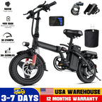Adult And Adolescent Electric Bicycles, 560 Watt Motor, 10-24MPH, Range of 30-32 Miles, 48 Volt 10 Ampere Hour Battery, 3-Speed Assisted Riding, 14 Inch Foldable Electric Bicycle, Women'S Foldable Electric Bicycle