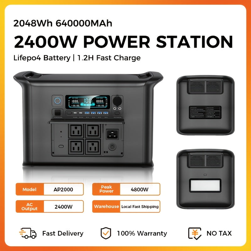 Ctolity AP2000 2048Wh 2400W (Peak 4800W), AP1000 1024Wh 1800W (Peak 3600W), AP400 345Wh 500W (Peak 1000W) Portable Power Station, Lifepo4 Battery, UPS Function, Solar Generator For Camping, Fast Charging High Capacity, Pure Sine Wave