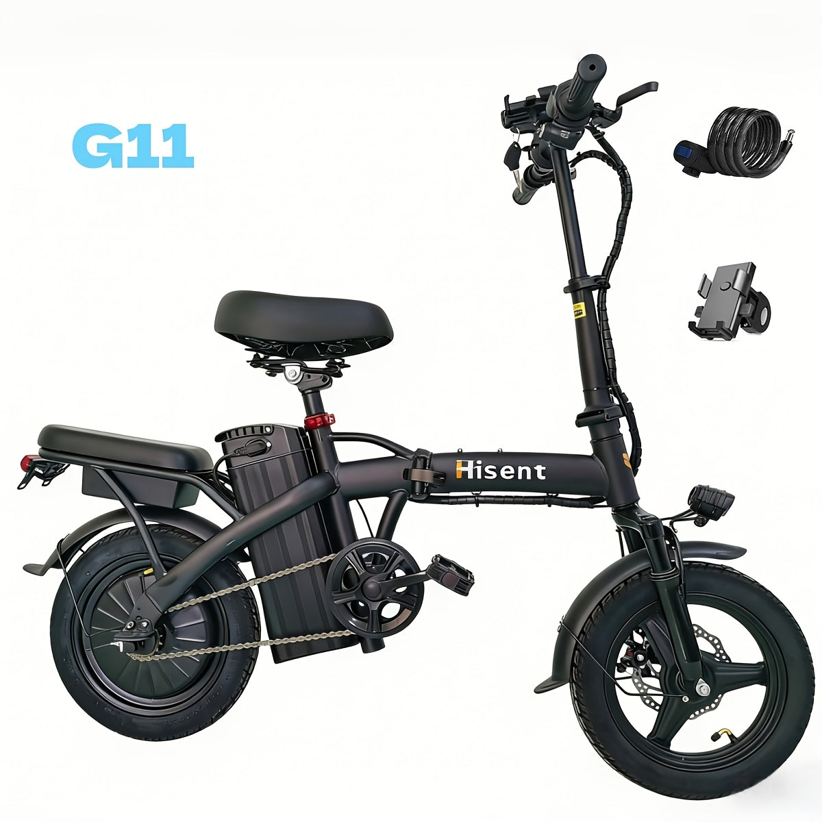 Hisent Folding Electric Scooter, 500W Brushless Motor, Speed 19.9mph, Dual Suspension System, Full Shock Absorption, 48V 10AH-17.5AH Battery(optional), 15-35 Miles Range, 14-inch High-quality Tires, With Double Seats