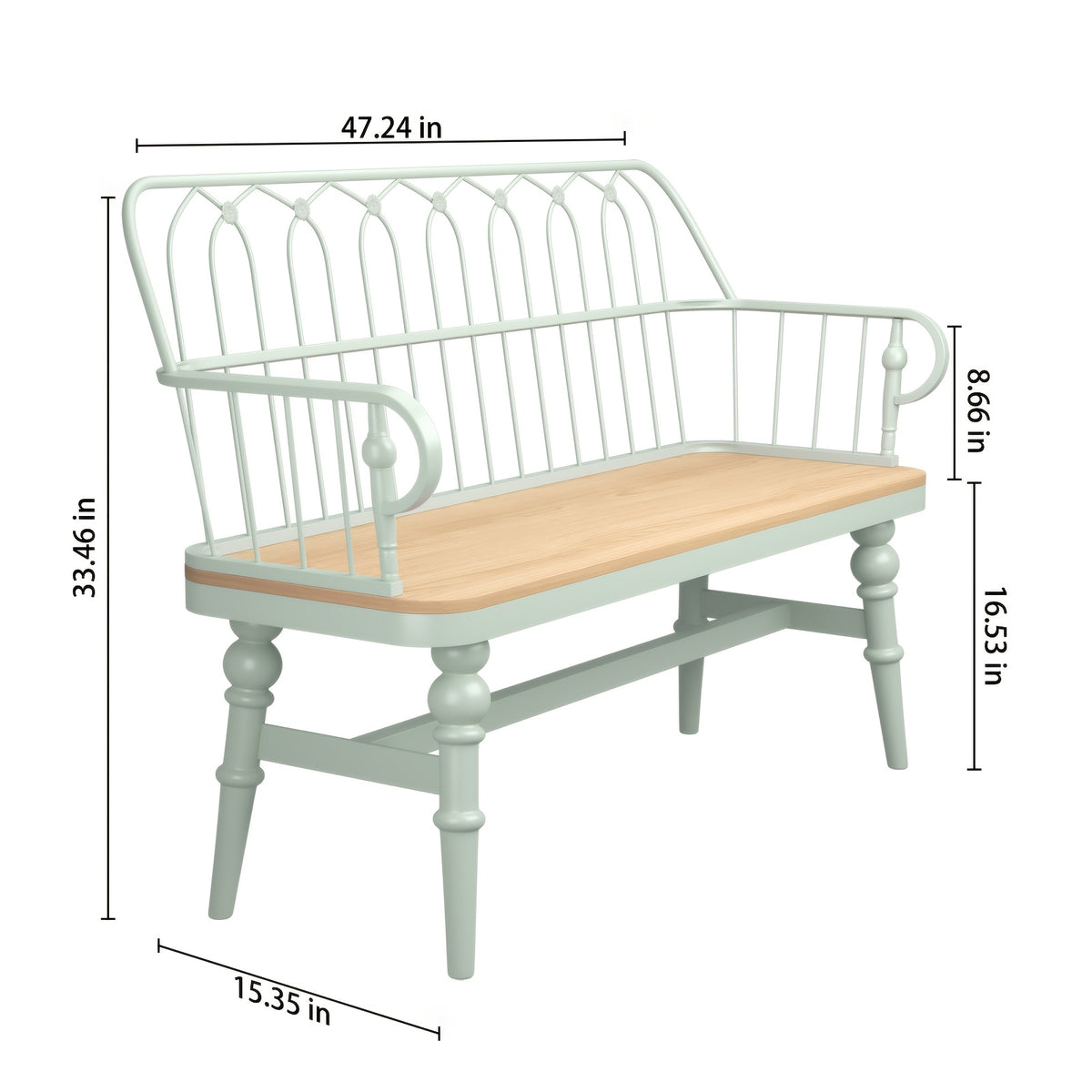 Entryway Bench, Spindle Back Wooden Dinning Bench, Farmhouse Foyer Bench for Entryway, Living Room, Dinning Room, Mudroom, HLR