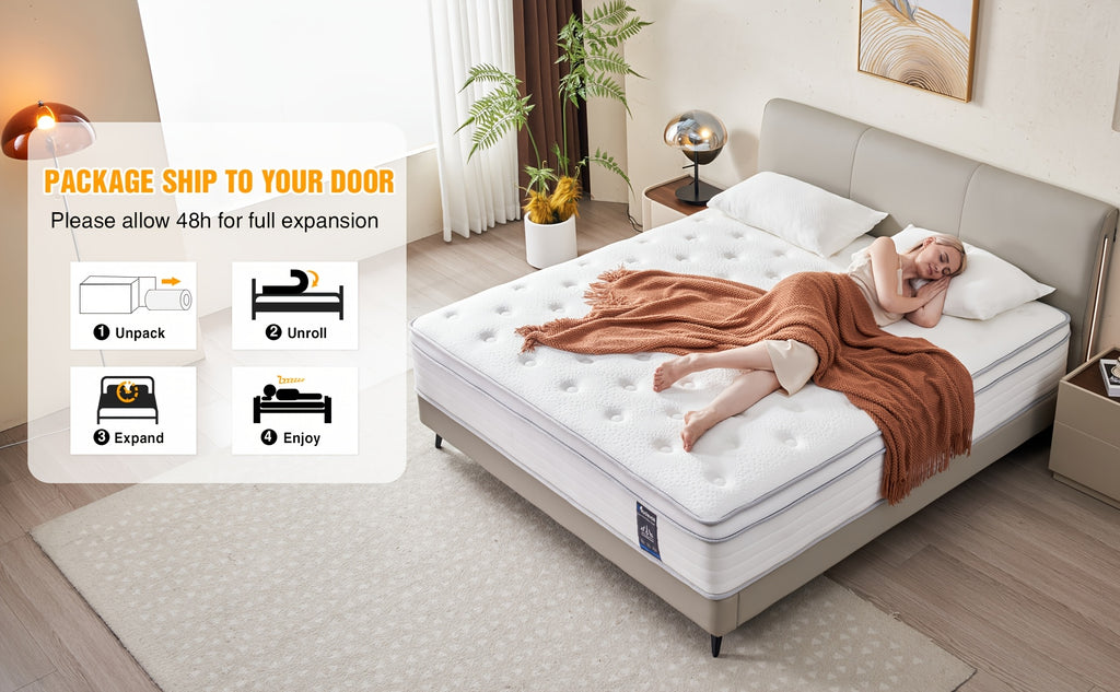 10/12 Inch Multilayer Hybrid Twin Full Queen King Size Mattress- Multiple Sizes & Styles Available, Ergonomic Design With Memory Foam And Pocket Spring, Medium Firm Feel