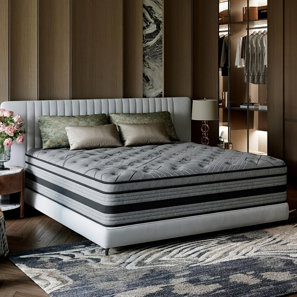 12"/14" Gel Memory Foam Hybrid Pocket Spring Twin Full Queen King Size Bed Mattress In A Box, Medium Firm Premium High Quality Innerspring Hybrid And Cooling Gel Memory Foam Mattress And Motion Isolation Fiberglass-free.8Inch Twin Size