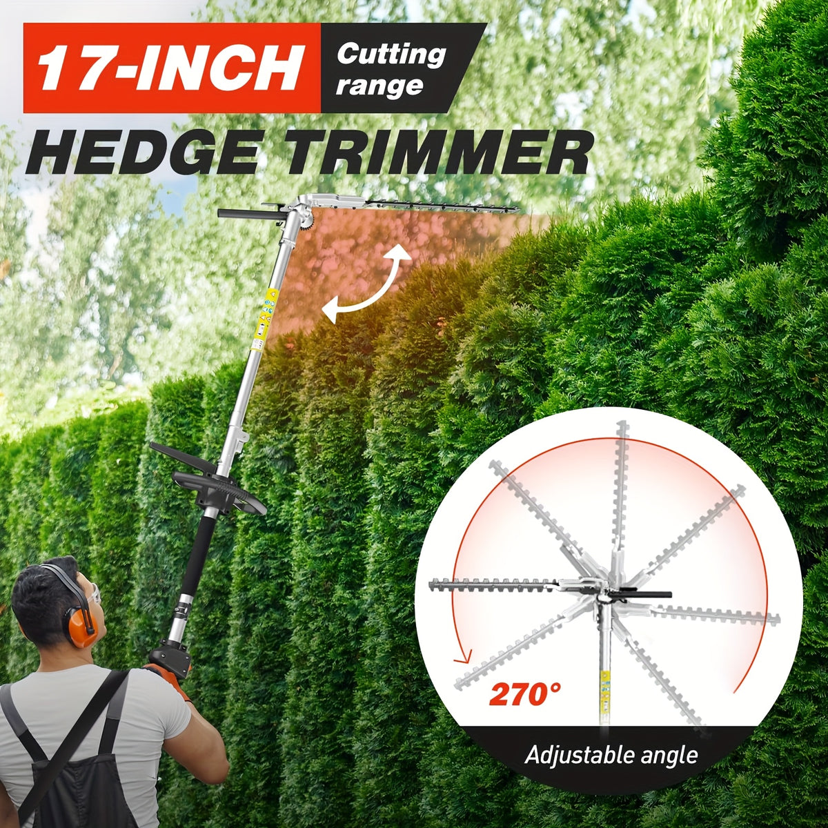 52cc 6-in-1 Gas Powered Weed Eater with Hedge Trimmer & Pole Saw - Multi-Attachment Brush Cutter, 2-Stroke Lightweight Trimming Machine for Yard Maintenance