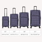 4-Piece Softside Spinner Luggage Set (20+24+28+32 inch) Lightweight Travel Suitcases with 360° Wheels, Telescopic Handle, Multi Pocket Design
