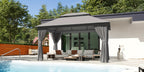 10'x12'/10'x10'/8'x8' Outdoor Gazebo & Pergola for Patio - Double Roof Steel Canopy with Mosquito Net And Privacy Screen, Heavy Duty Party Tent Shelter for Backyard, Lawn, Garden, All-Weather Gazebos with Patio Cover (Grey/Beige/Blue)