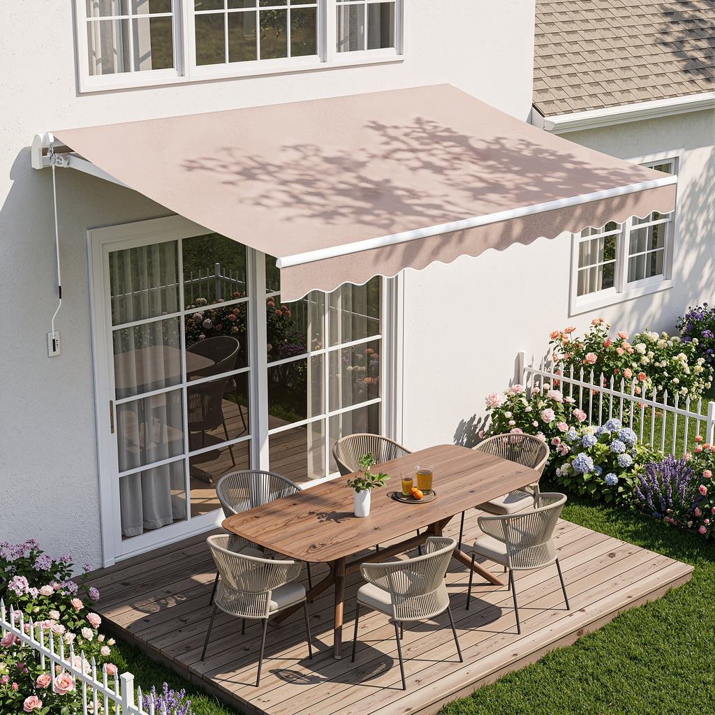 Patio Retractable Awning Sunshade Shelter Cover, Outdoor Patio Awnings for Shop, Restaurant, Cafe, Courtyard, Balcony