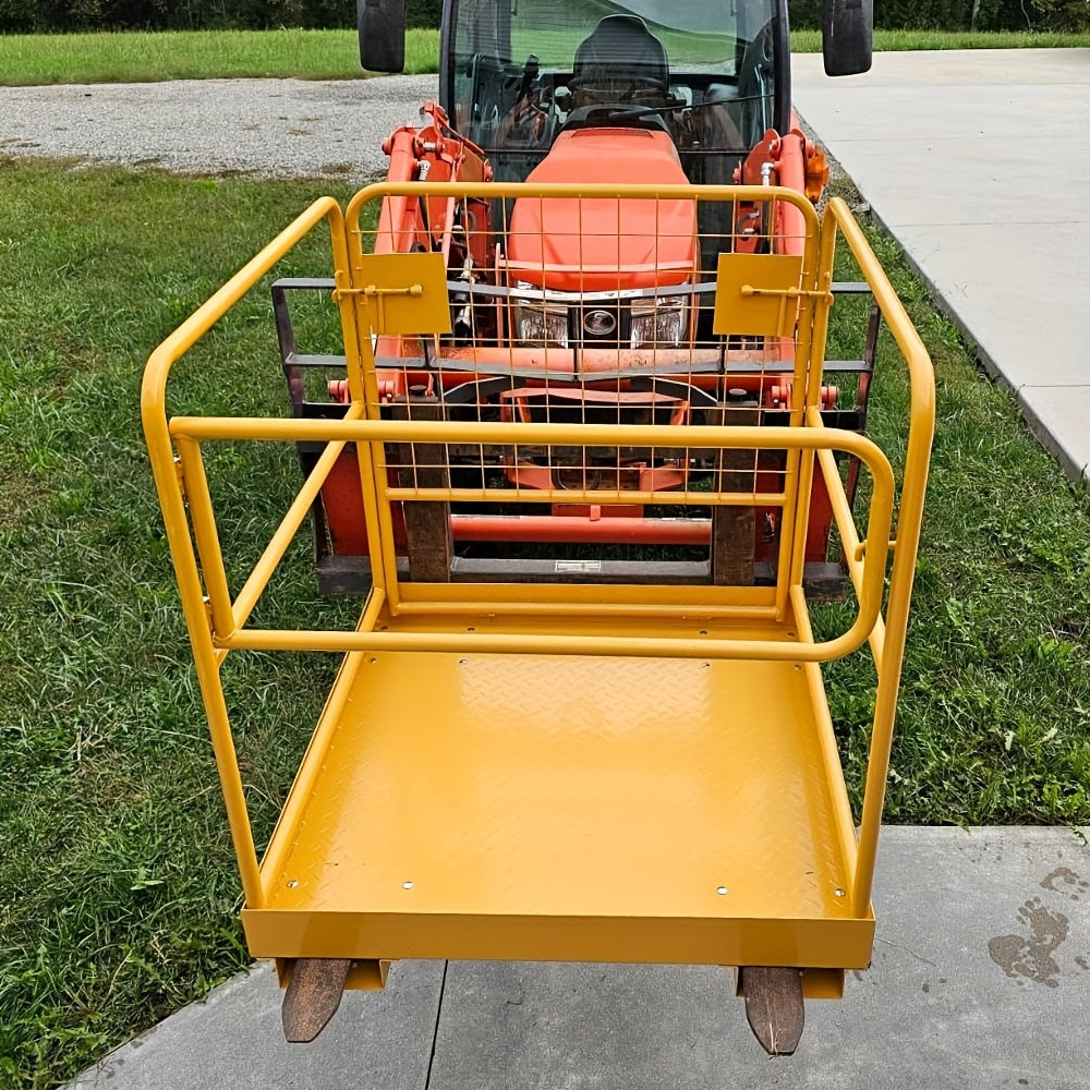 Forklift Safety Cage, 1200lbs Capacity Forklift Man Basket, 36'' X 36'' Foldable Forklift Work Platform For 1-2 People With 4 Wheels, Service Car Cage, Perfect For Aerial Work