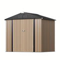 GUNJI 8X6 FT Outdoor Steel Storage Shed with Lockable Doors, Compact Small Bike Shed, Ideal for Garden, Backyard, Swimming Pool, Patio Utility And Tool Storage