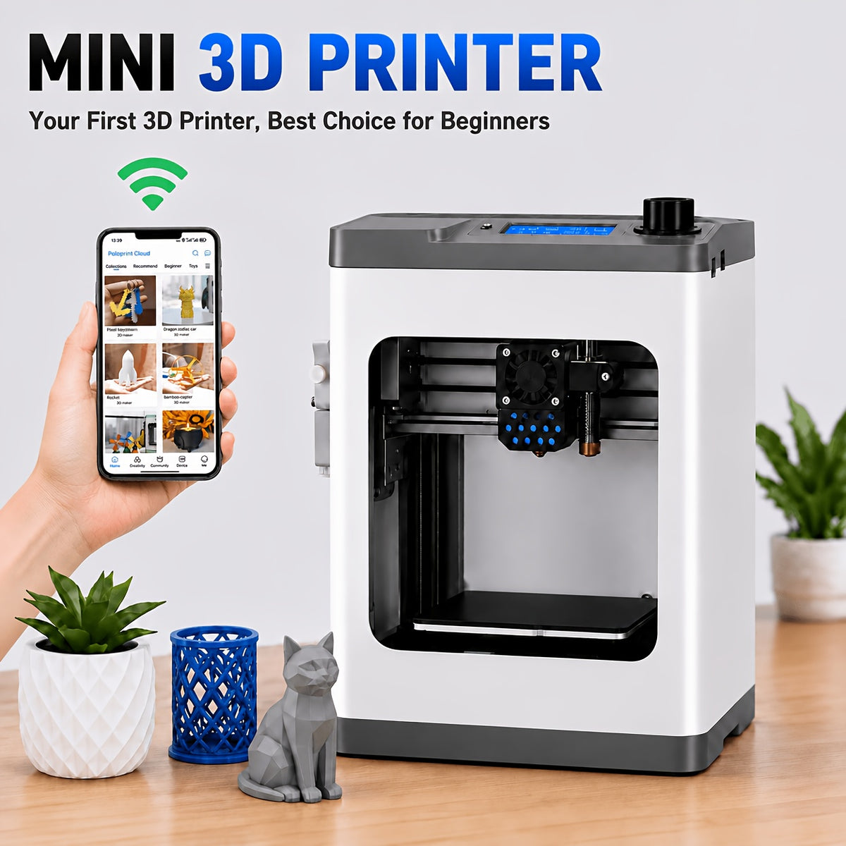 Tina2S V12 Mini 3d Printer Machine with Wi-Fi Cloud Printing, Fully Assembled Auto-Leveling 3D Printer for Beginners, Enhanced Extruder with Auto Filament Loading