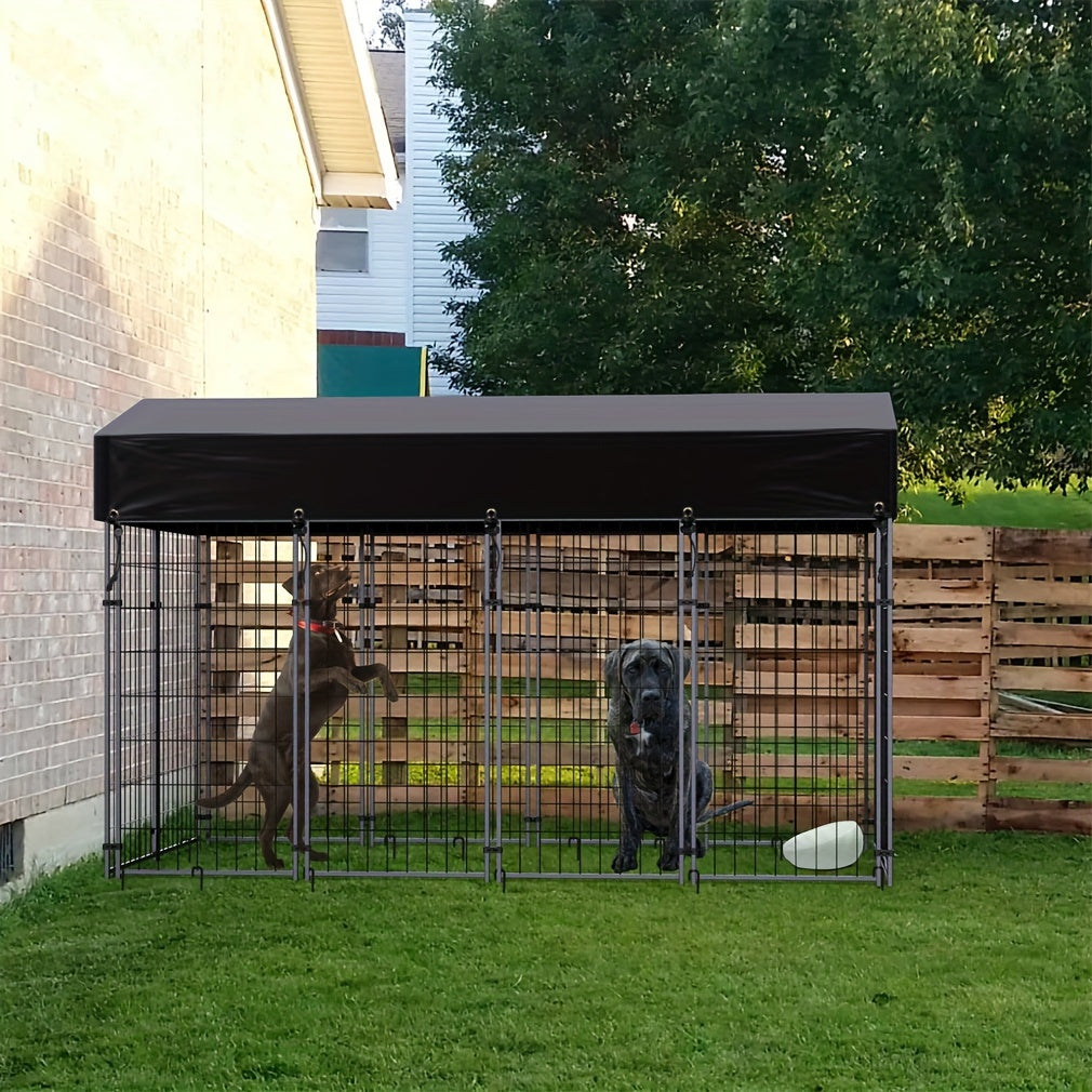 Large Dog Cage Heavy Duty Metal Dog Kennel Outdoor Indoor With Waterproof Cover S-XL