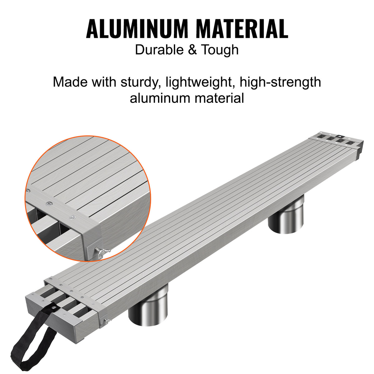 VEVOR Telescoping Aluminum Work Plank, 6-9/8-13/9-15 Feet 500lbs Capacity, 12.5 inch Width Aluminum Scaffold Plank,Extension Staging Plank with Skid-Proof Platform Scaffold Ladder Accessory
