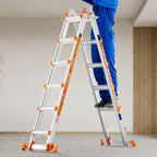 LEVELEVE 6-Step A Frame Step Ladder, Extension Ladder with Two Stabilizer Bars & Wheels, 330 Lbs Security Load Multi-Position Ladder for Stairs Home Indoor Outdoor Roof