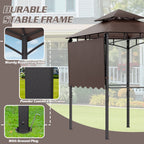 8'X7.8' Grill Gazebo Canopy - Sturdy Steel Structure, Two-Tiered Canopy for Outdoor Grilling with Shelves, Ceiling Hooks, And Ground Stakes, Outdoor Patio Canopy Tent BBQ Gazebo for Your Backyard