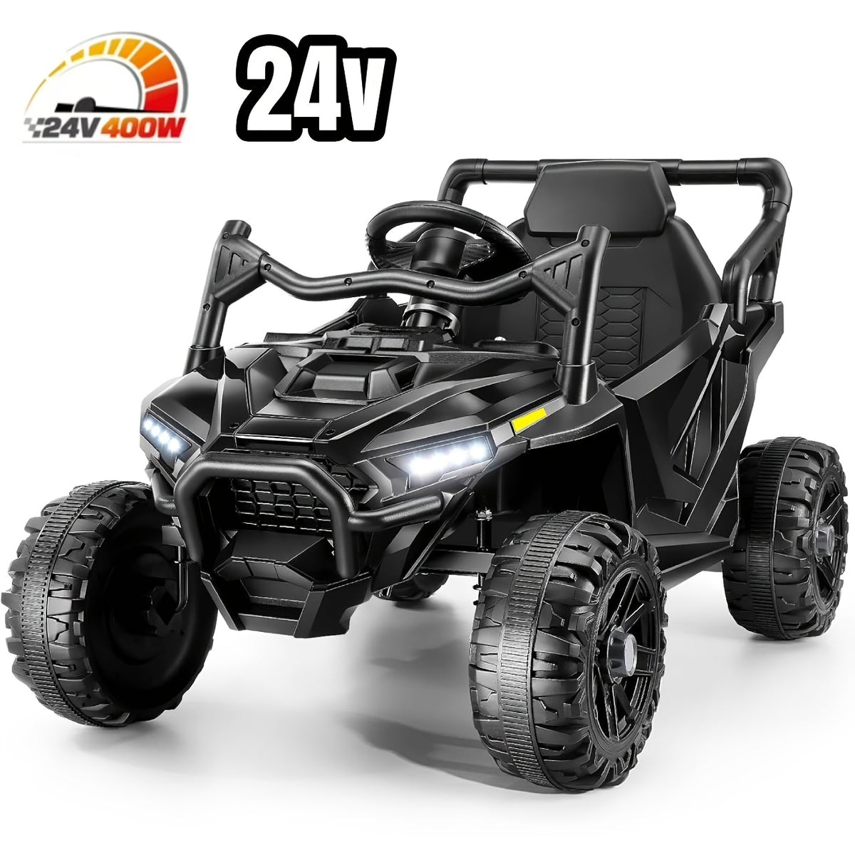 24V Children's Electric Ride On Car, 14 "seat Children's Electric Car, with Remote Control, Spring Suspension, LED Lights, Seat Belt, Music Playback, The Perfect Gift for Christmas & New Year & Children's Birthday, Suitable for All Kinds Of Terrain