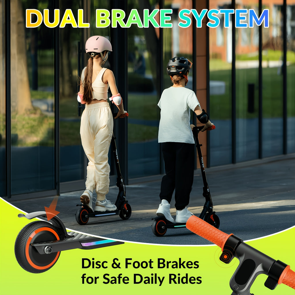 Foldable Kids Electric Scooter with 130W Motor & 10 MPH Speed, 5-Mile Range, 3-Speed Modes, Adjustable Height, Suspension & Rear Brake Suitable for Boys & Girls 6-12 Years, Compact for Short Trips,, Plug
