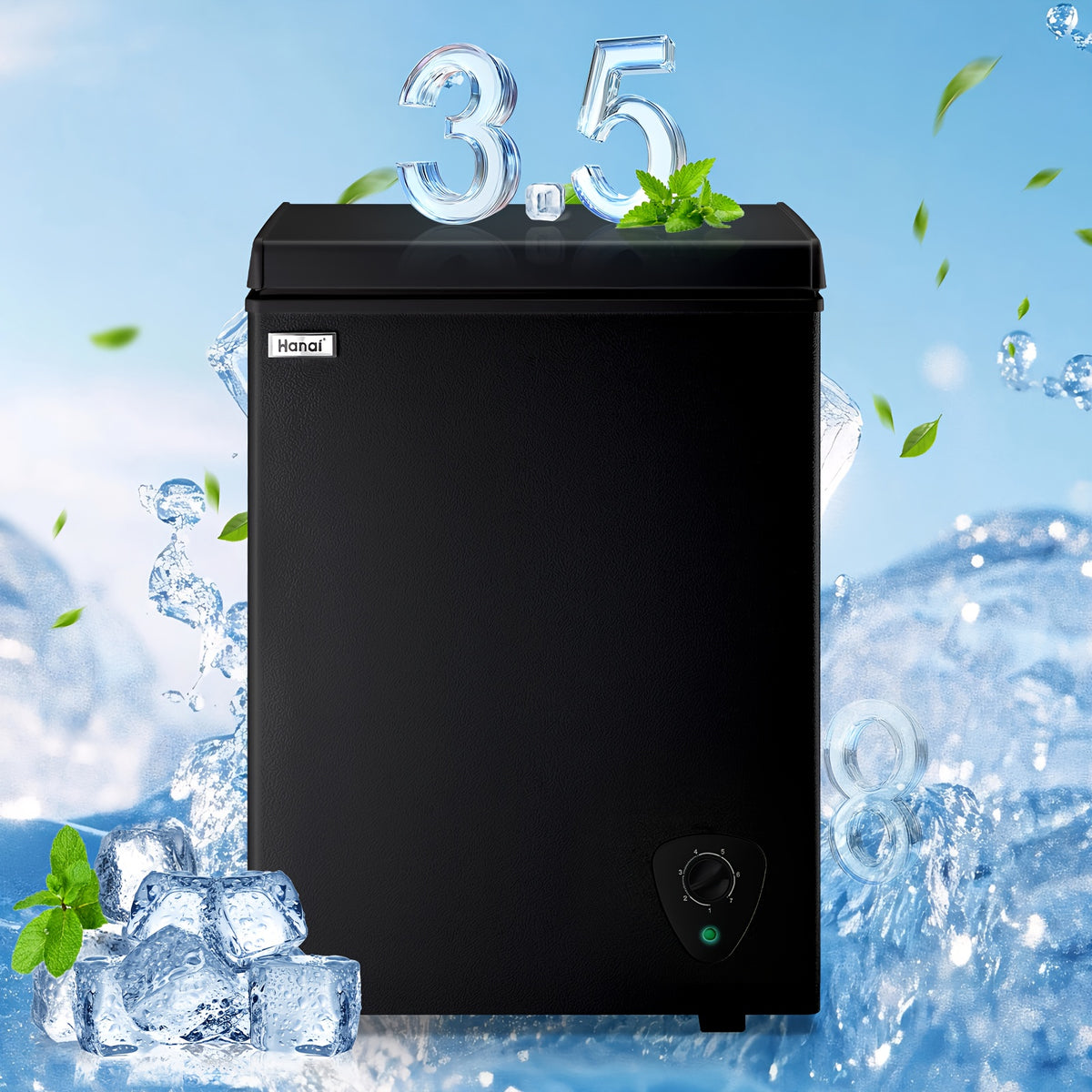 Chest Freezer 3.5/5.0 Cu. Ft. With Removable Storage Basket and 7 Temperature Controls for Apartment Home Storage