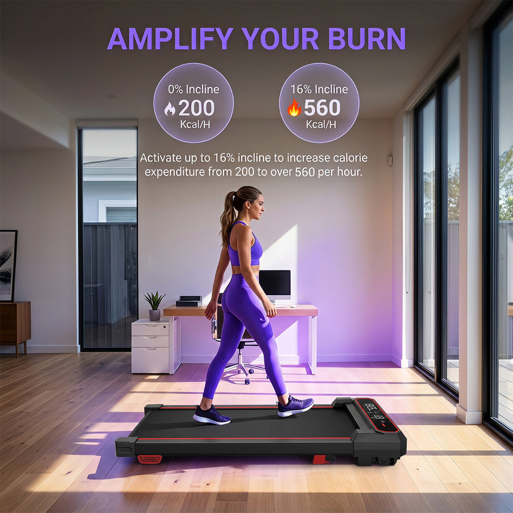 5-in-1 Walking Pad with 16% Incline & Vibration Plates – 300 lbs Capacity, Quiet 3.0HP Under Desk Treadmill for Home Office