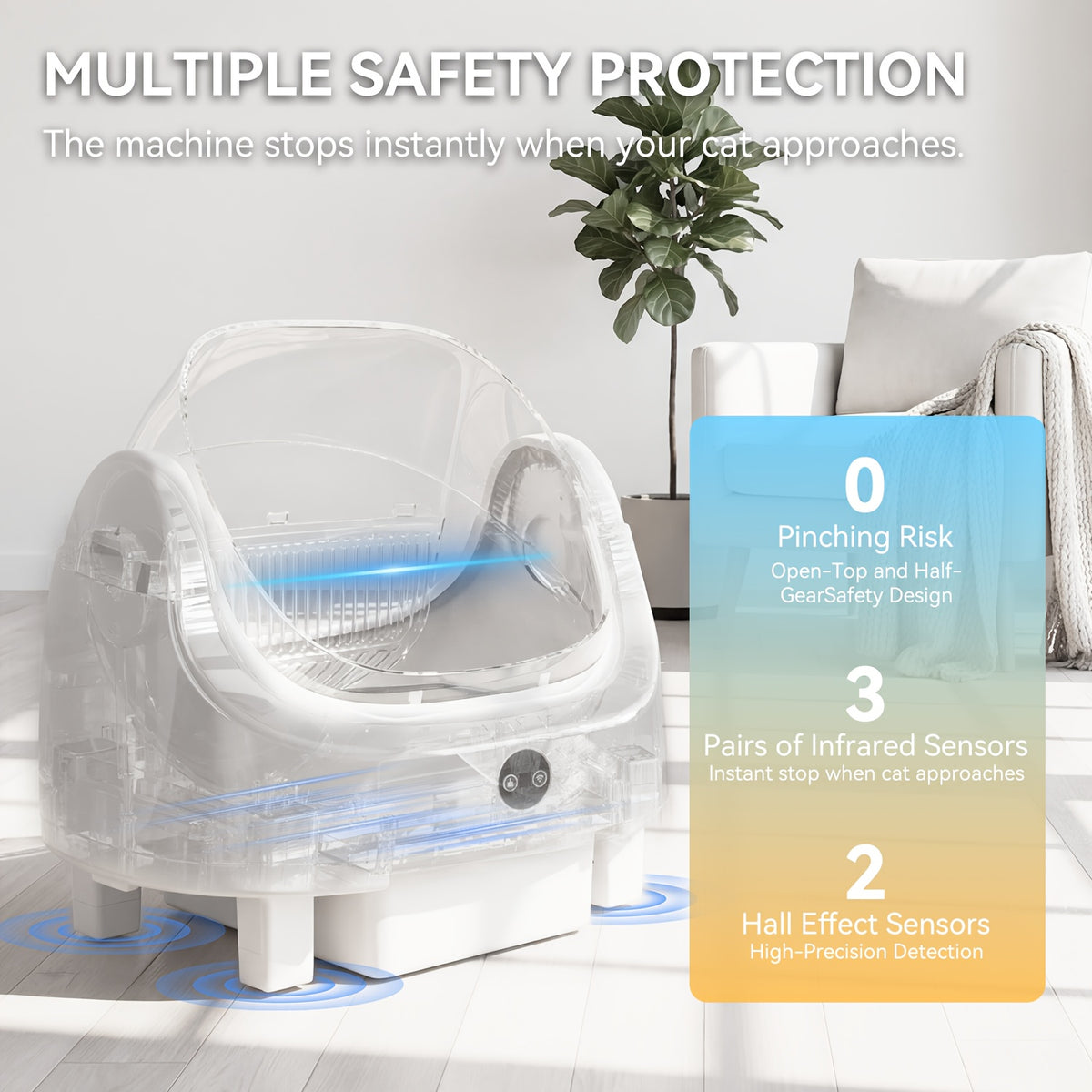 Aoxun Automatic Self-Cleaning Cat Litter Box for Multiple Cats - Large Robot-Style Litter Box with Smart Sensor, Open-Top Design & 360° Safety Protection, Odor-Free Auto Scooper for Indoor Cats, Without Battery