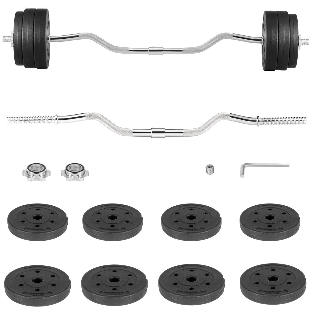 66Lbs 2-In-1 Adjustable Dumbbell Set, Barbell Free Weight Set with Connector for Strength Training Body Shaping Home Gym Equipment