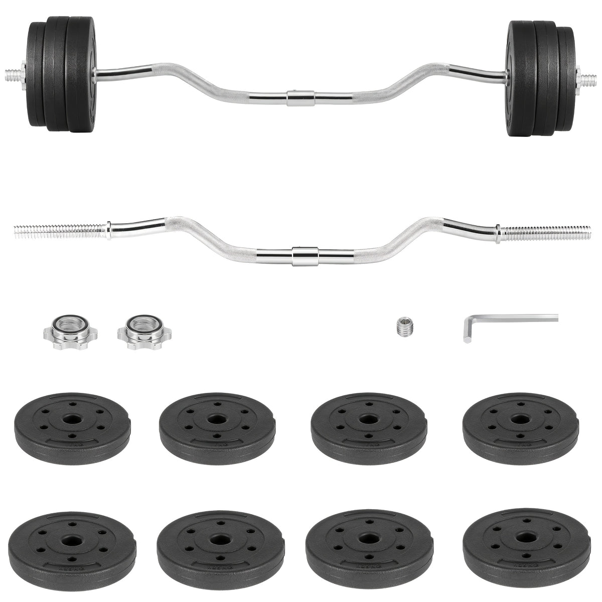 66Lbs 2-In-1 Adjustable Dumbbell Set, Barbell Free Weight Set with Connector for Strength Training Body Shaping Home Gym Equipment