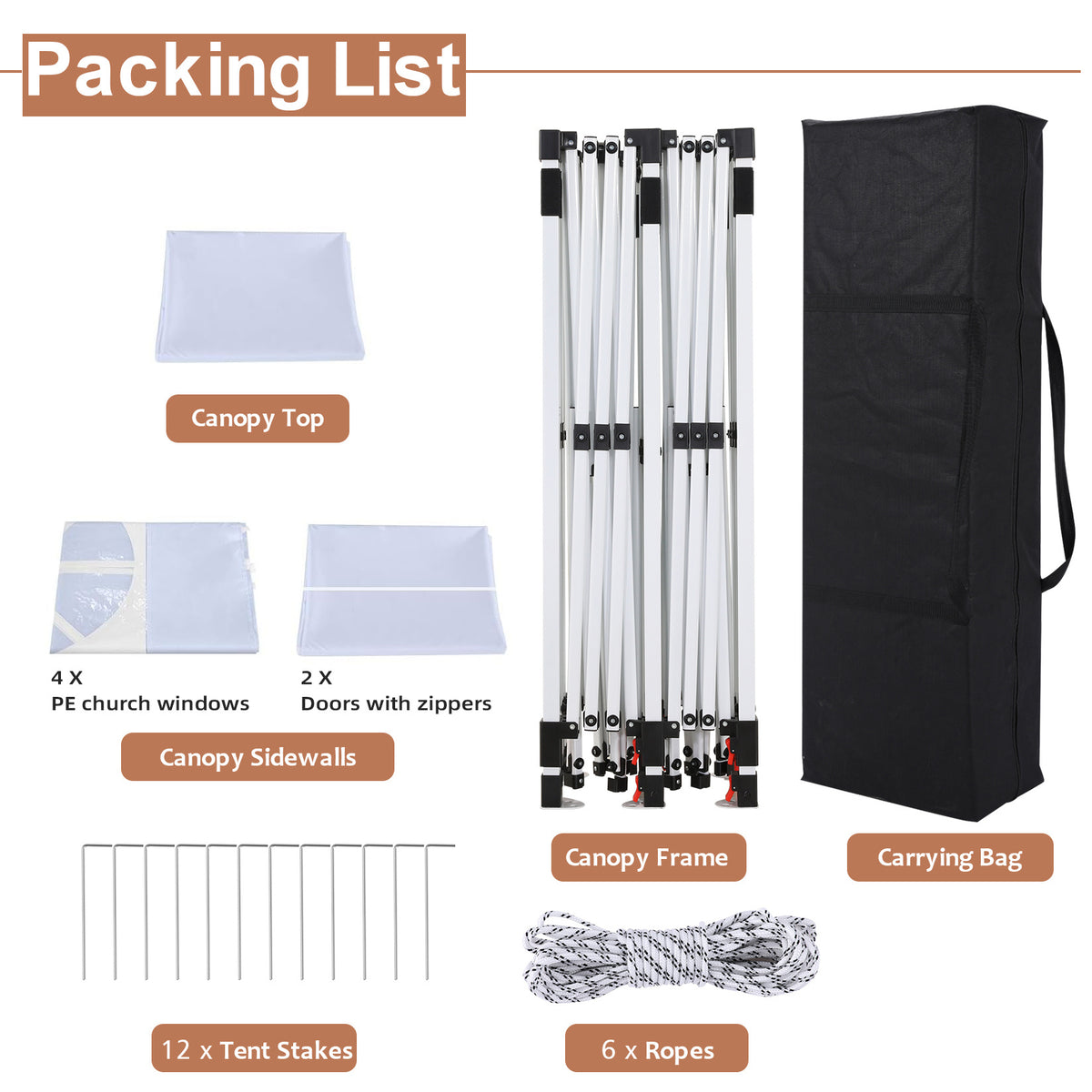 10X20Ft Pop Up Canopy Tent, Canopy with 6 Side Walls, Wedding Party Tent, Outdoor Gazebo Awning, 3 Adjustable Heights with Carry Bag, Heavy Duty Event Booth Waterproof Tent for Backyard, Lawn, Camping Party, Holiday Party, Outdoor Celebration