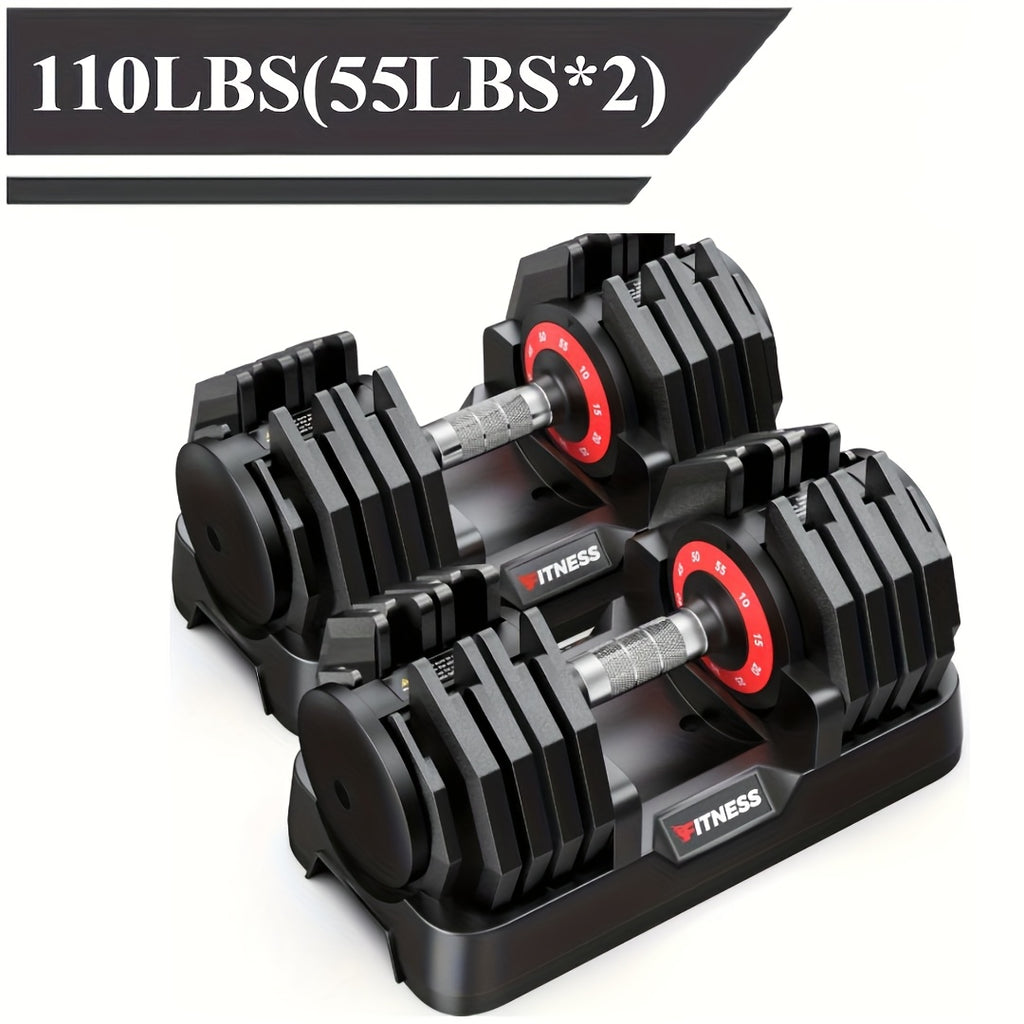 80/55LBS Adjustable Dumbbell with Base (1pc/2pcs), Non-Slip Textured Handle, 1 Second Weight Adjustment, Octagonal Design, Suitable for Home Gym Exercise, Strength Training Equipment, Suitable for Men/Women