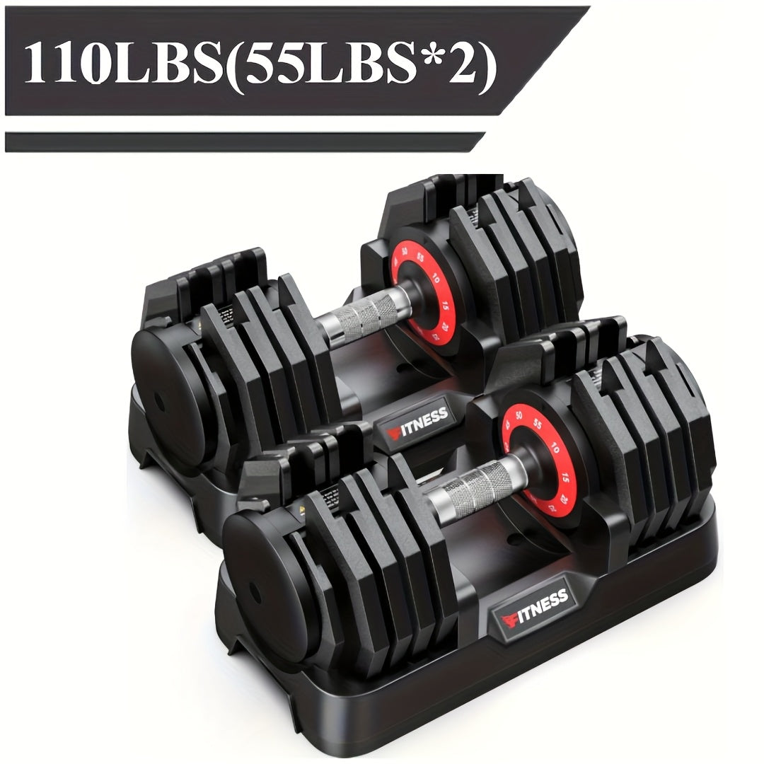 80/55LBS Adjustable Dumbbell with Base (1pc/2pcs), Non-Slip Textured Handle, 1 Second Weight Adjustment, Octagonal Design, Suitable for Home Gym Exercise, Strength Training Equipment, Suitable for Men/Women