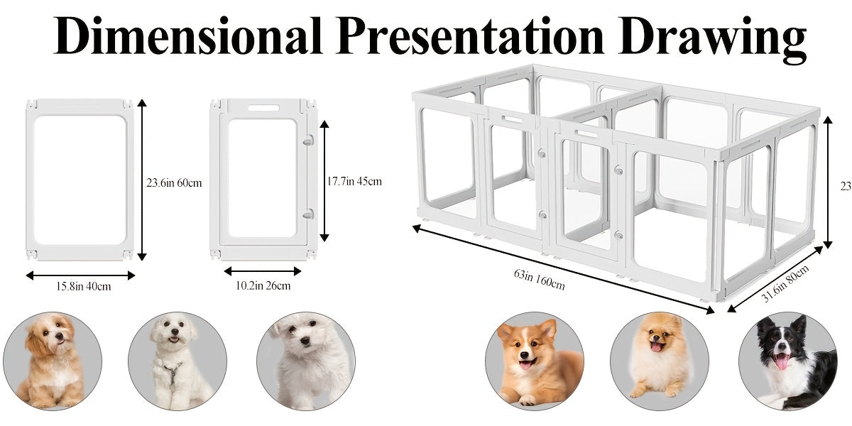 [Dog Enclosure Indoor] Acrylic Dog Enclosure With Entrance - Easy To Set Up And Maintain - Perfect Indoor Play Area For Small To Medium Dogs - Puppy Enclosure Style