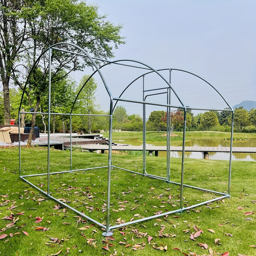 Large Metal Chicken Coops For 20 Chickens Runs For Yard With Waterproof Cover Walk-in Chicken Pen 10'Lx6.6'Wx6.6'H Outdoor Backyard Farm Use Round Roof Poultry Coop For Yard Garden With Waterproof Anti-UV Cover For Hens, Ducks, Rabbits