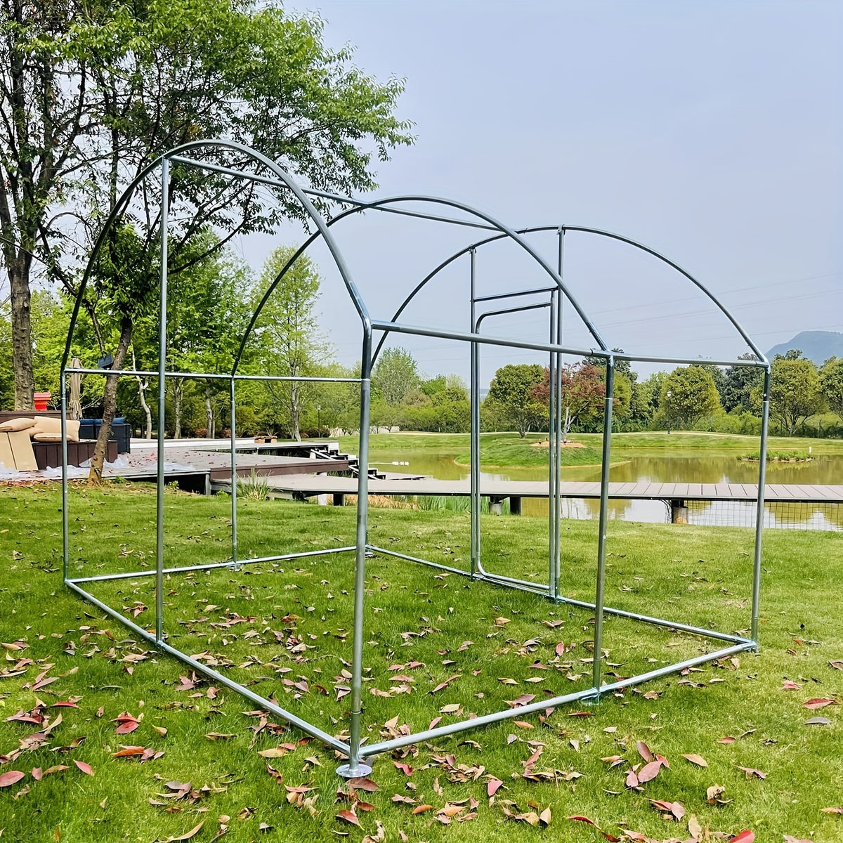 Large Metal Chicken Coops For 20 Chickens Runs For Yard With Waterproof Cover Walk-in Chicken Pen 10'Lx6.6'Wx6.6'H Outdoor Backyard Farm Use Round Roof Poultry Coop For Yard Garden With Waterproof Anti-UV Cover For Hens, Ducks, Rabbits