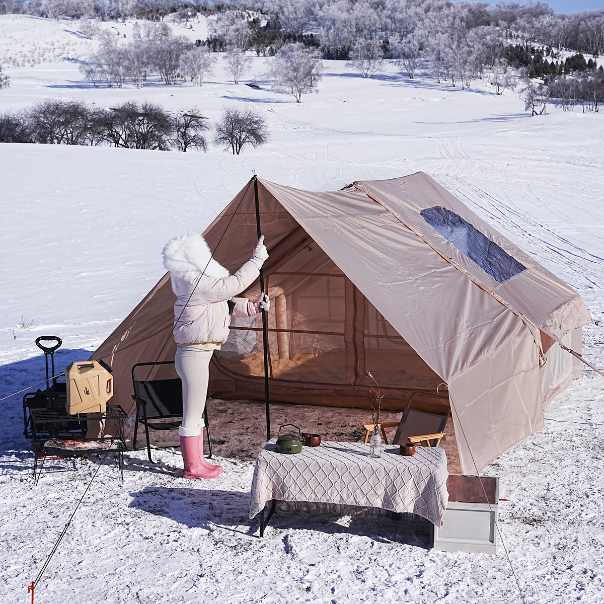 PAKICETUS Inflatable SUV Tailgate Tent with Air Pump for Quick Setup, 4-6 Person Model, Breathable Mesh for Smooth Ventilation, Windproof Oxford Fabric Inflatable Shelter, Suitable for Summer Glamping and Car Camping
