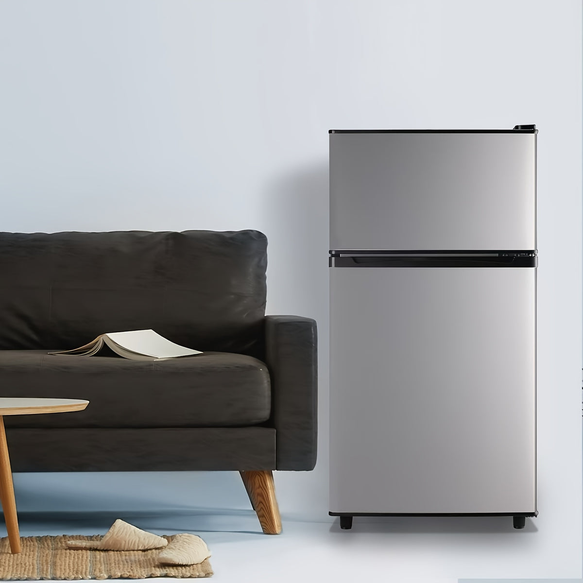 WANAI Mini Fridge with Freezer, 3.5 Cu.Ft Compact Refrigerator Freezer-on-Top Double Door, 7 Adjustable Thermostat, Small Freestanding for Bedroom Office Dorm Apartment
