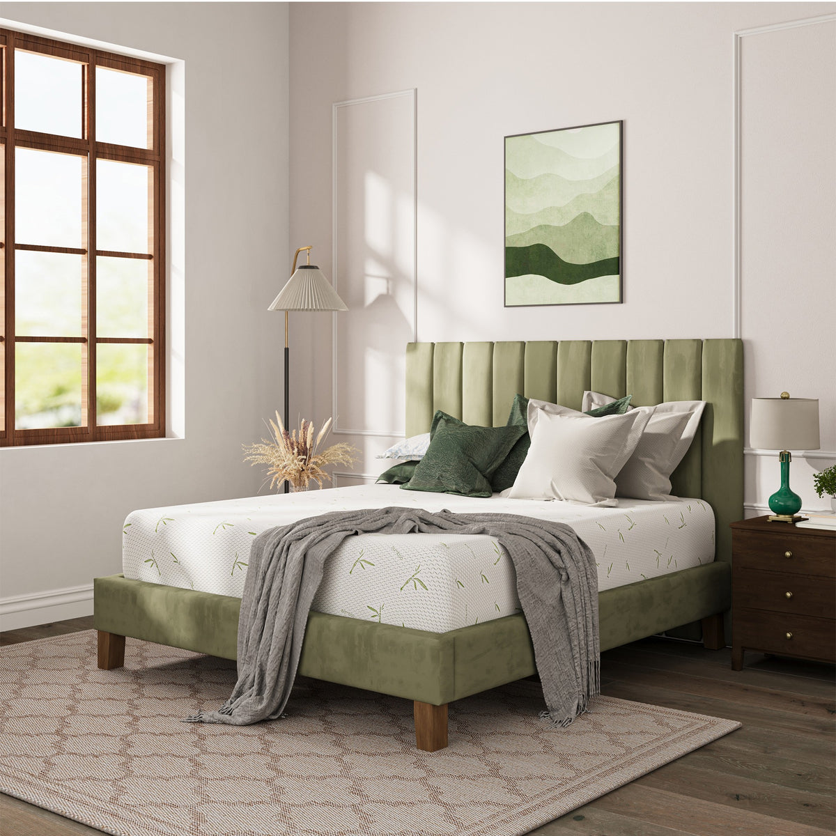 Dyonery 6/8/10 lnch Memory Foam Mattress, Green Tea Gel Infused Mattress in a Box, Breathable Bamboo Cover, Twin Full Queen King Size