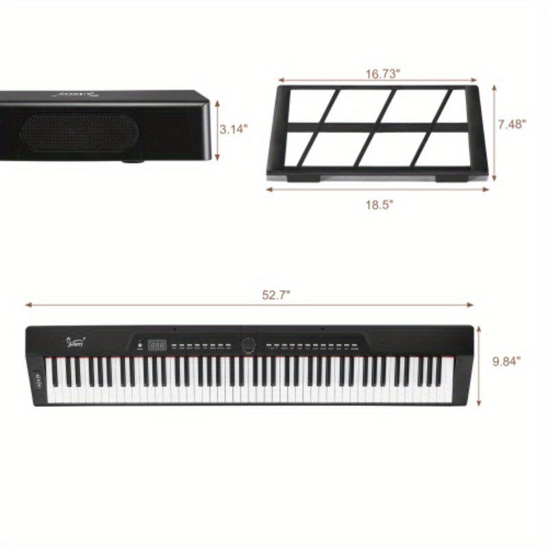 [Portable Electric Piano] 88-Key Semi-Weighted Hammer Action Portable Electric Piano with Dual X-Brace Stand, Black, Model GPP-105/BD-882