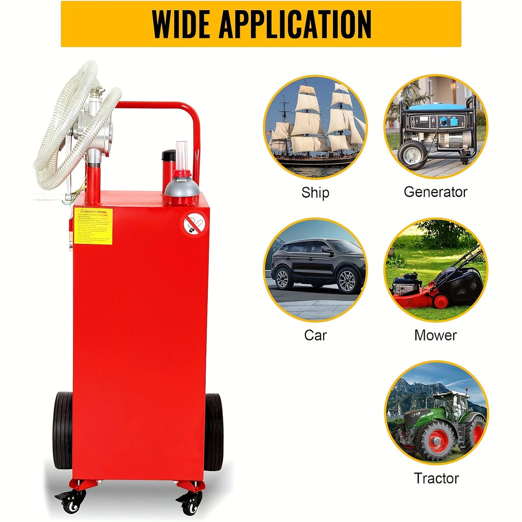 [30 Gallon Oil Drain Pan] Oil Liquid Drain Pan 30 Gallon Oil Drain Tank, Large Capacity Oil Change Pan, with Pump, Hose, Casters Wheels for Car, SUV, Trucks Oil Draining, Garage