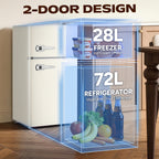 Retro Mini Fridge With Freezer 3.8 Cu. Ft, Small Refrigerator With 7 Level Adjustable Thermostat, Compact Classic Dual Door Fridge Removable Glass Shelves For Apartments, Dorm, Office