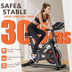 CRYSTAL FIT Indoor Exercise Bike, Cycling Bike Plus Magnetic Resistance/Brake Pad Stationary Bike with Tablet Holder LCD Monitor 300lbs Weight Capacity &Upgraded Comfortable Seat Cushion