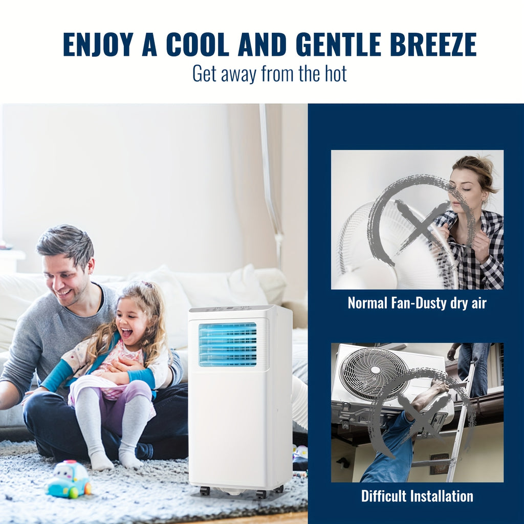 Portable Air Conditioner 8000 BTU, Remote Control, Fan Mode, Cools 250sq. Ft, 24 Hour Timer, Quiet Operation, 2 Fan Speed for Bedroom Office Home Dorm