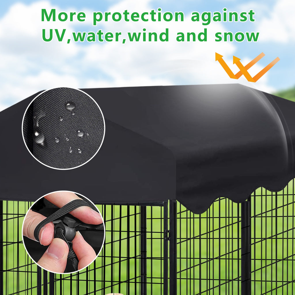 Outdoor Indoor Heavy Duty Dog House Sun Protection And Rain Durable 6.2ftx4ftX4.5ft Metal Dog House with Top Fence, Outdoor Large Dog Cage Puppy Keep with Top Dog House with Top Courtyard Dog Cage