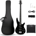 Electric Bass Guitar 4 String Bass Guitar with 20 Watt Amplifier, PJ Type Pickup, Naturally Air-dried Maple Neck, Rosewood Fretboard, Basswood Body
