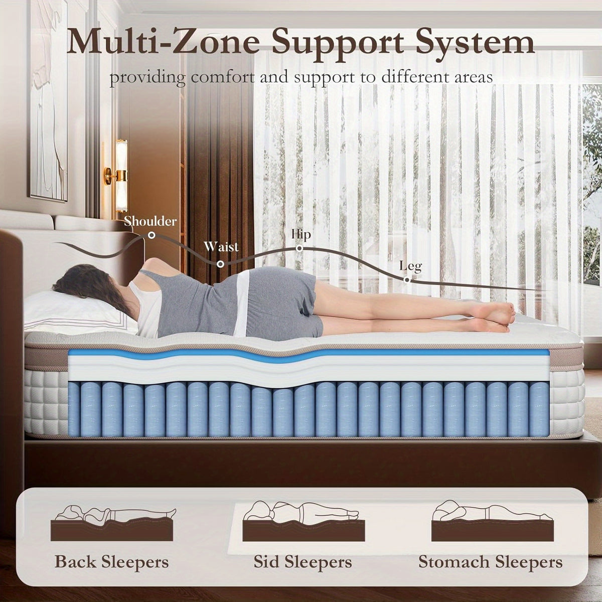 Luxury Mattress 12/14 Inch Full Size Queen Size King Size Gel Memory Foam Pocket Spring Mixed Mattress Box Medium Hardness
