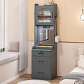 Dystler Small Vanity Desk with Mirror And Lights, Makeup Vanity Table with Drawers for Small Space, Compact Mini Corner Vanity Set Dressing Table - Charging Station & Human Motion Sensing for Bedroom9 (Grey)