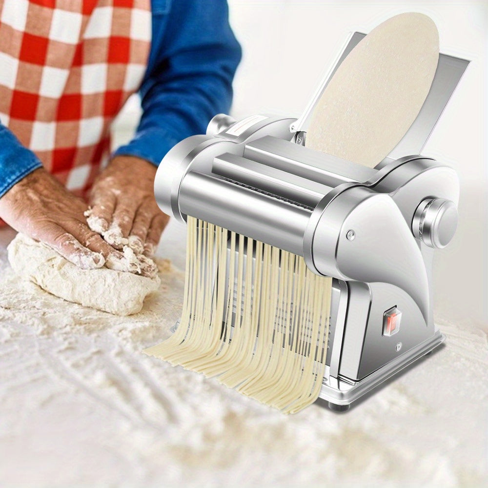 Electric Automatic Pasta Maker & Noodle Press - Stainless Steel Dough Sheeter Machine with Adjustable Thickness, Heavy-Duty for /Commercial Use Suitable for Noodles, Dumpling Wrappers, Wontons, Pancakes