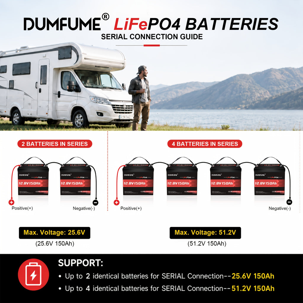 12V 150AH MAX LiFePO4 Battery, Deep Cycle Rechargeable Lithium Battery, Built-in 100ah BMS, Long Service Life, High Power, Very Suitable for RV, Solar Energy, Camping Use