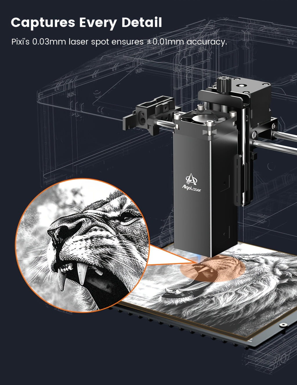 Algolaser Pixi Touchscreen Smart Engraving Machine with Roller, 100x100mm Engraving Range, DIY Holiday Craft Tool, Suitable for Engraving Oval Items Such as Water Cups, Pens, Etc., Valentine's Day Gift