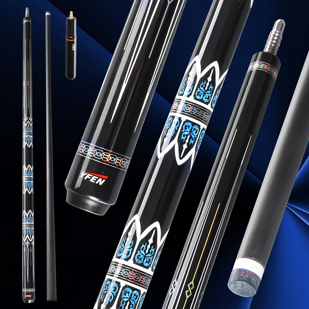 YFEN Carbon Fiber Pool Cue Stick - Professional Billiard Cue with Low Deflection 12.5mm Tip, Pro-Taper Shaft & Canadian Maple Butt, Cue for Competitive Play (//) - Extension Compatible Pool Cues for Pros &