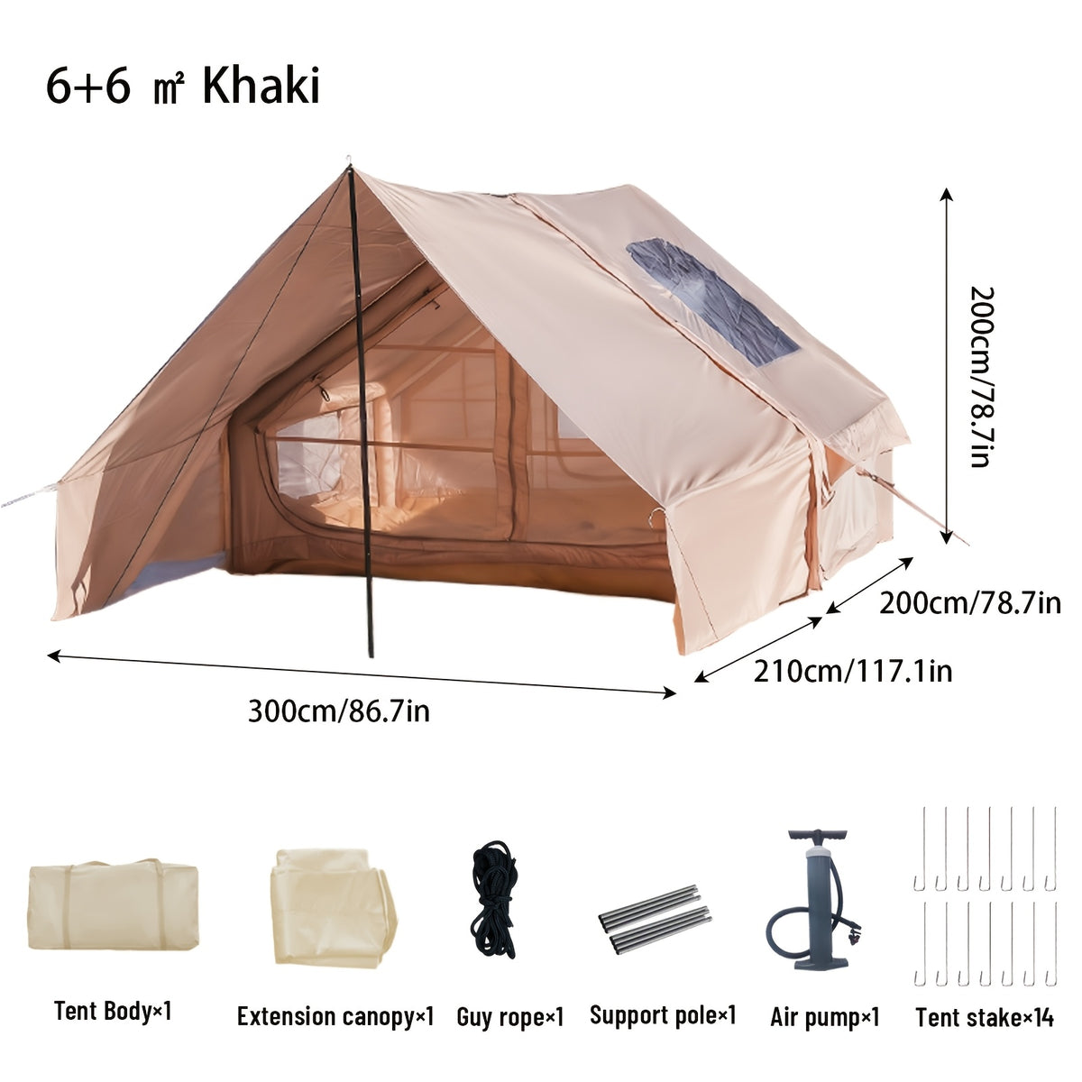 Inflatable Camping Tent for 4–6 People by PAKICETUS with Breathable Mesh and Manual-Pump Setup