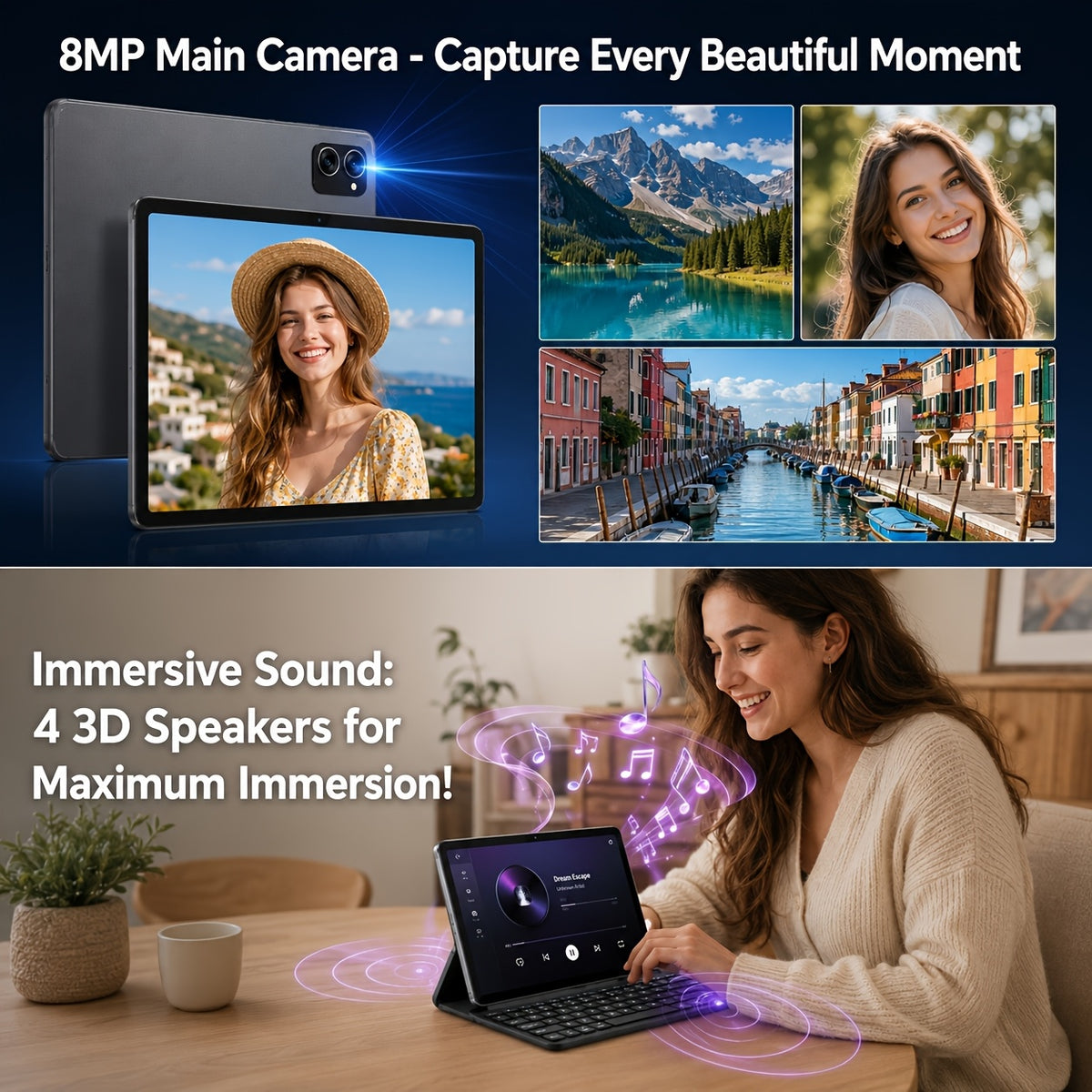 TABWEE T20 Android 16 New 2026 Tablet, HD IPS Large Screen, Unisoc Octa-Core High-Performance CPU, 24(8+16)GB RAM + 256(2TB Expand), 8MP+5MP Dual Cameras, Support Long Battery Life, Face Unlock, Widevine L1, Gemini Ai, And 90Hz High Refresh Rate