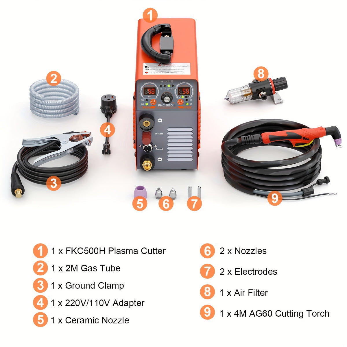 FEIFANKE 55A/50A Plasma Cutter, Two Models: 550H High-Frequency & 132.09gal Low-Frequency Non-Touch Pilot ARC, Heavy Duty Portable. Clean Cut 1/2", Max Cut 3/4", PT/2T/4T, Dual Voltage. Fits Aluminum, Stainless Steel, Iron, Carbon Steel Copper