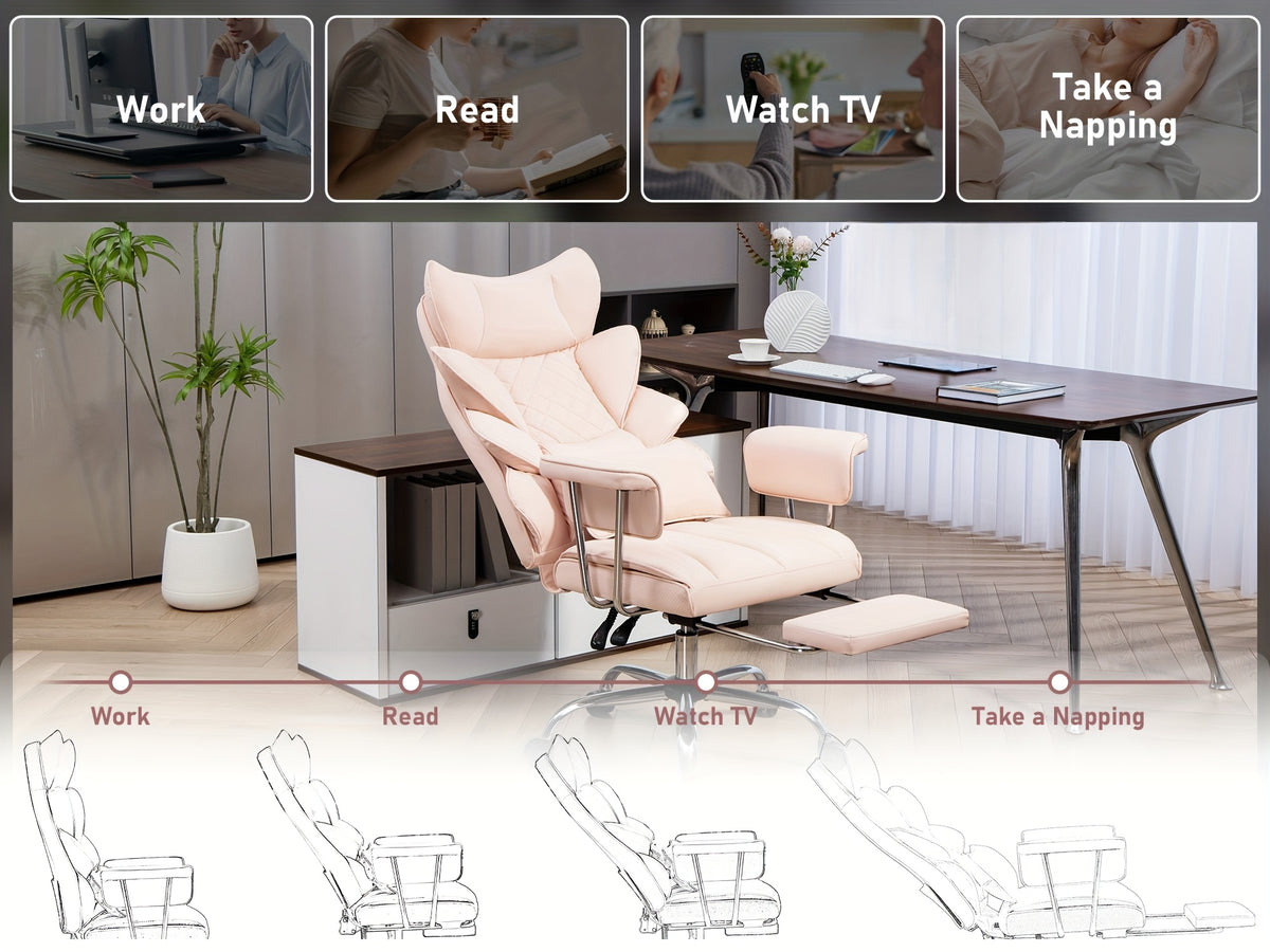 Sturdy High-Back Office Chair, Comfortable Gaming Chair, Office Chair Featuring Cushioned Armrests And Footrest, Adjustable Height Home Office Chair